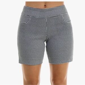ELLEN TRACY Black and White Checkered Pullon Bermuda Shorts Size M